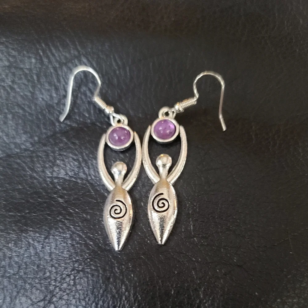 Sterling & Amethyst Moon Goddess earrings NWT - Picture 4 of 6
